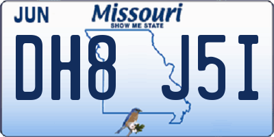 MO license plate DH8J5I
