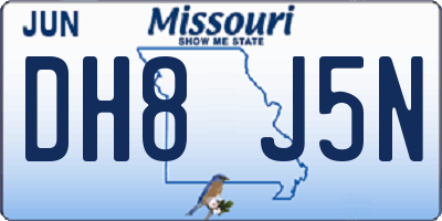 MO license plate DH8J5N