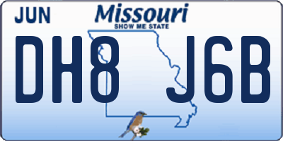 MO license plate DH8J6B