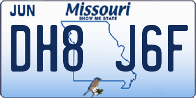 MO license plate DH8J6F