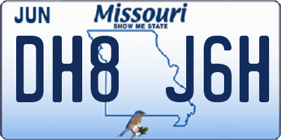 MO license plate DH8J6H