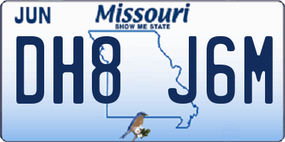 MO license plate DH8J6M
