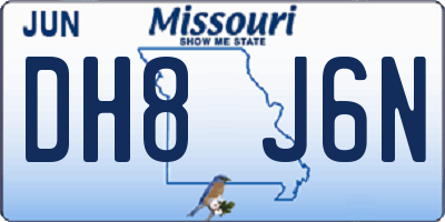 MO license plate DH8J6N