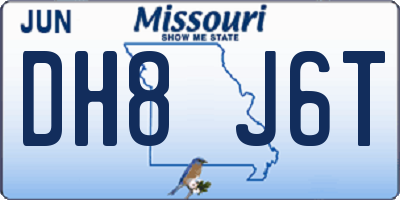 MO license plate DH8J6T