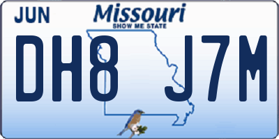 MO license plate DH8J7M