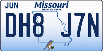 MO license plate DH8J7N