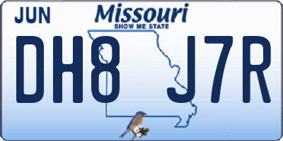 MO license plate DH8J7R