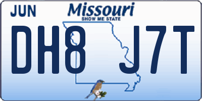 MO license plate DH8J7T