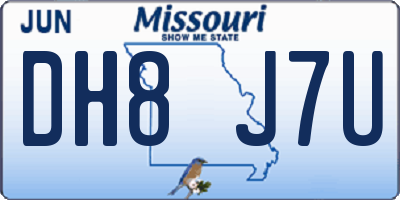 MO license plate DH8J7U