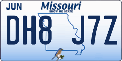 MO license plate DH8J7Z