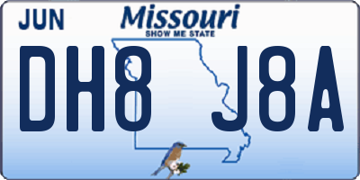 MO license plate DH8J8A