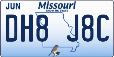 MO license plate DH8J8C