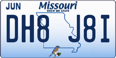 MO license plate DH8J8I