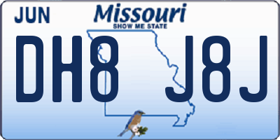 MO license plate DH8J8J
