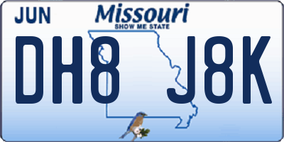 MO license plate DH8J8K