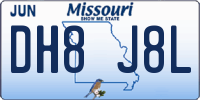 MO license plate DH8J8L