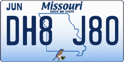 MO license plate DH8J8O