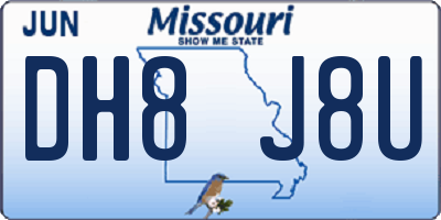 MO license plate DH8J8U
