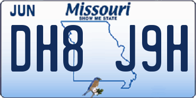 MO license plate DH8J9H