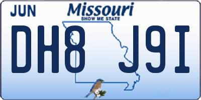 MO license plate DH8J9I
