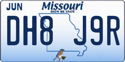 MO license plate DH8J9R