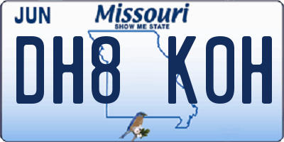 MO license plate DH8K0H