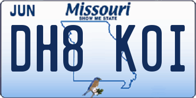 MO license plate DH8K0I