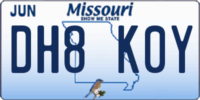 MO license plate DH8K0Y
