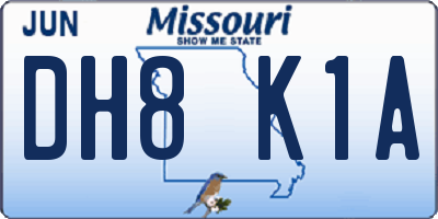 MO license plate DH8K1A