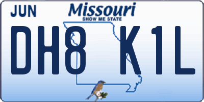 MO license plate DH8K1L