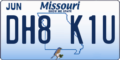 MO license plate DH8K1U