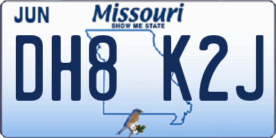 MO license plate DH8K2J