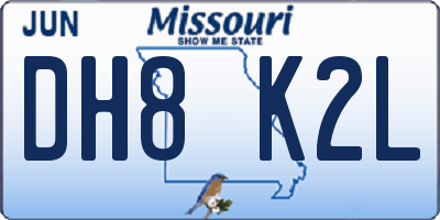 MO license plate DH8K2L