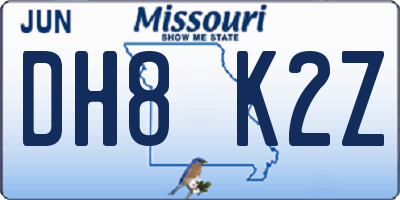MO license plate DH8K2Z