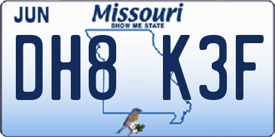 MO license plate DH8K3F