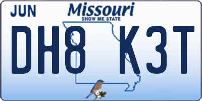 MO license plate DH8K3T