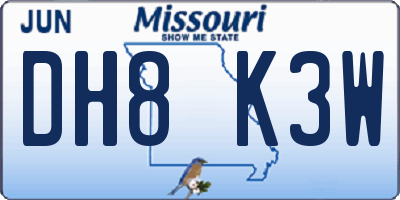 MO license plate DH8K3W