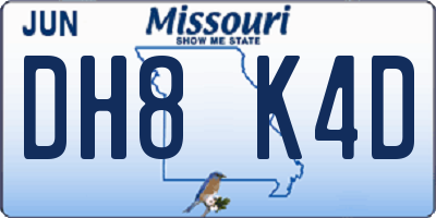 MO license plate DH8K4D
