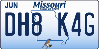 MO license plate DH8K4G