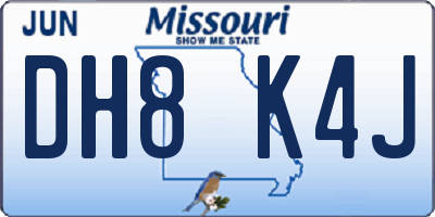 MO license plate DH8K4J