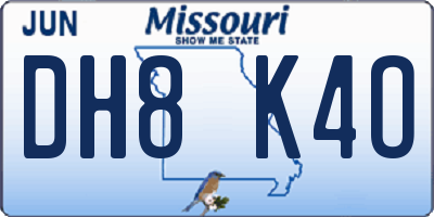 MO license plate DH8K4O