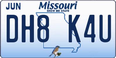 MO license plate DH8K4U