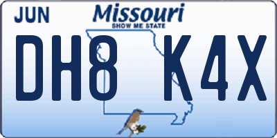MO license plate DH8K4X