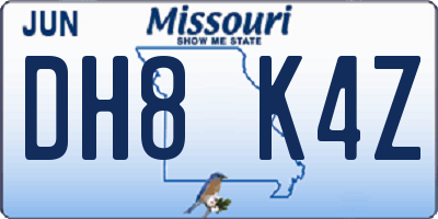 MO license plate DH8K4Z