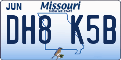 MO license plate DH8K5B