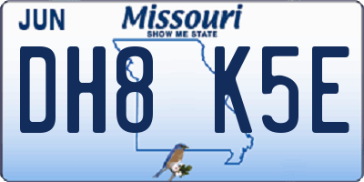 MO license plate DH8K5E