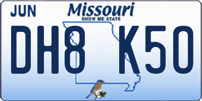 MO license plate DH8K5O
