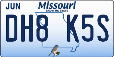 MO license plate DH8K5S