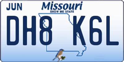 MO license plate DH8K6L