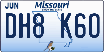 MO license plate DH8K6O